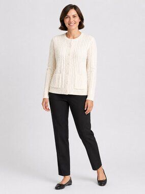 Knit Minded Off White Cable Knit Cardigan Sweater L